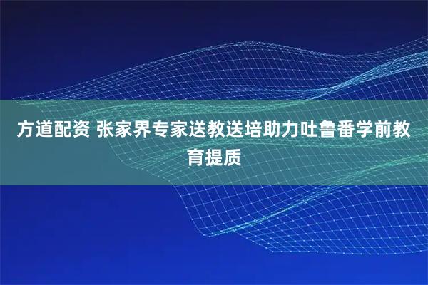 方道配资 张家界专家送教送培助力吐鲁番学前教育提质